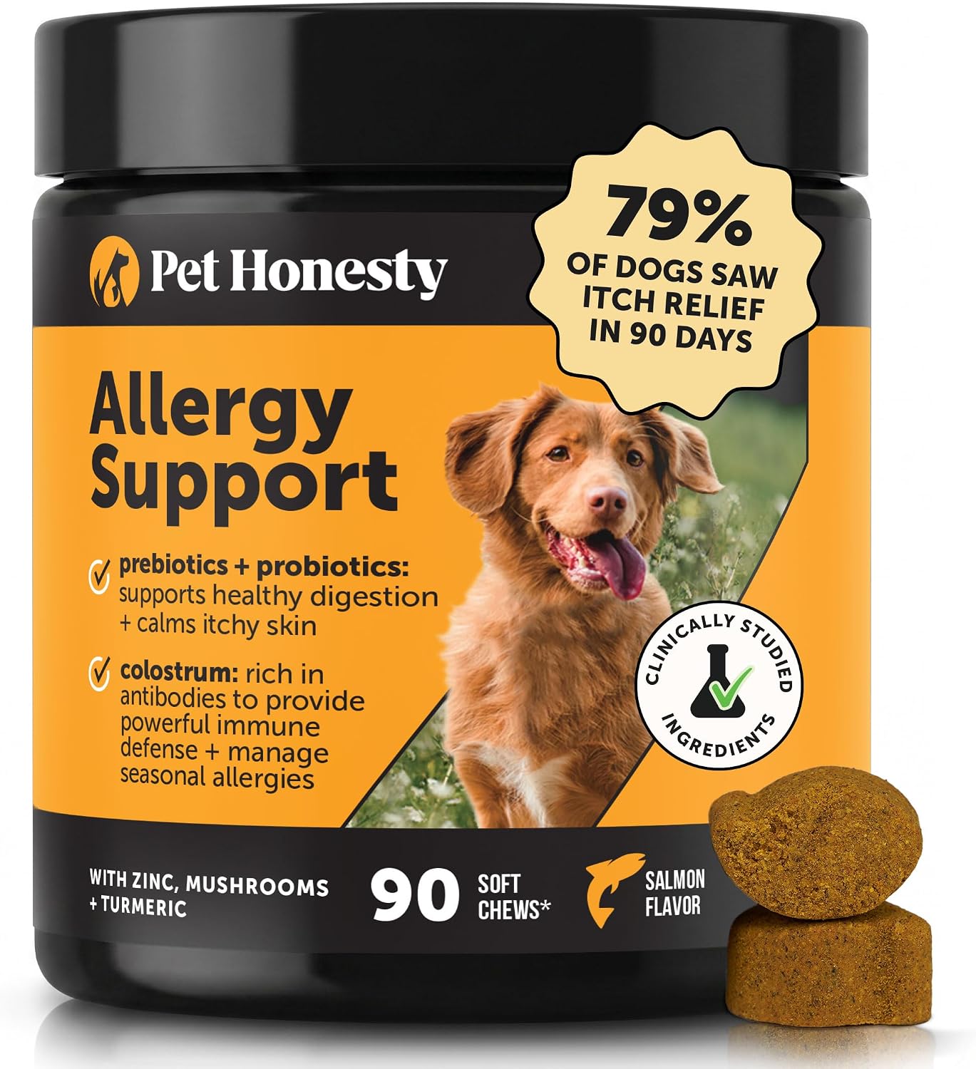 Pet Honesty Dog Allergy Chews for Itch & Allergy Relief, Salmon, 90ct