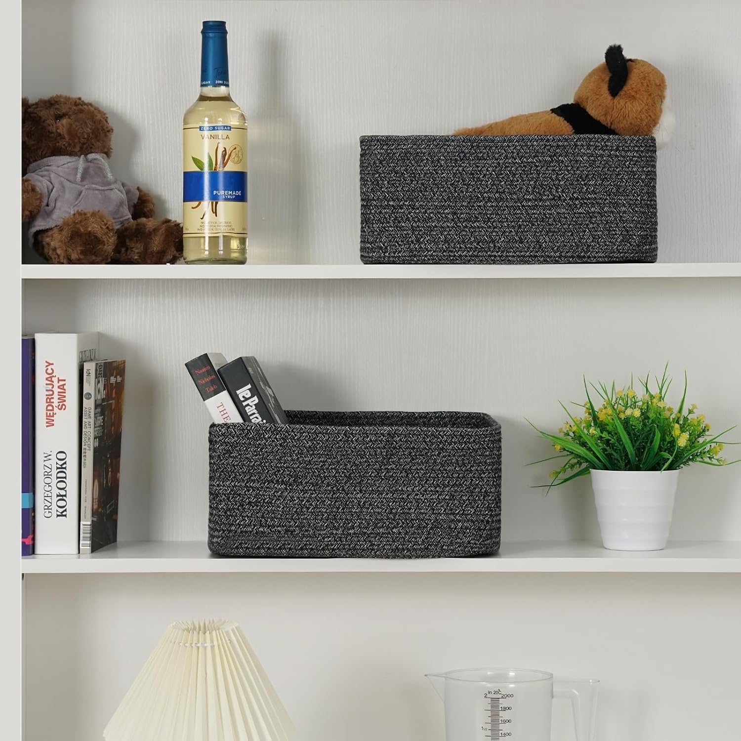 3 Pack Storage Baskets for Organizing, 13.7×9.5×6.3", Black