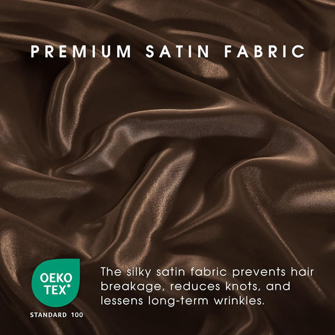 FreshCulture Satin Sheets Twin Size Bed Set - 3 Piece Luxury Soft Silky Twin Bed Sheets, Similar to Silk Sheet Set with 1 Deep Pocket Fitted Sheet, 1 Flat Sheet & 1 Pillowcase (Brown)