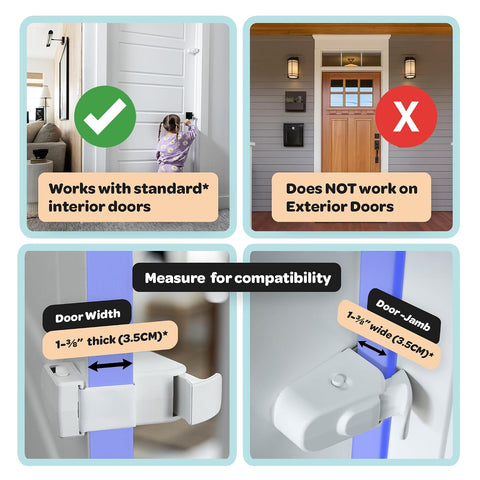 Huglock - The Snap-On Door Lock Kids Can't Reach or Defeat - No Tools or Adhesives Required - Works With Door Knob, Lever or Handle - Childproof Safety Locks are Toddler, Baby and Child Proof (2 pack)