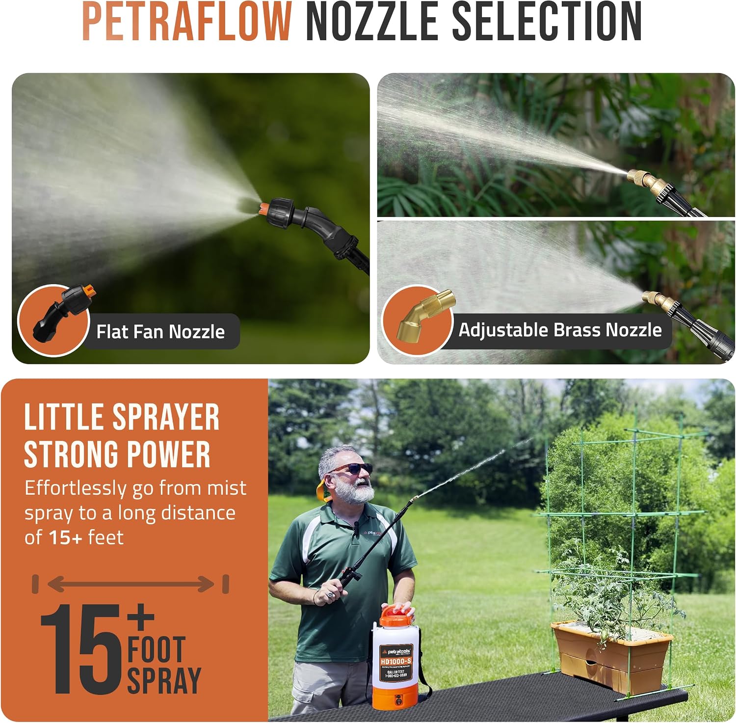 PetraTools HD1000-S 1 Gallon Electric Sprayer - 2-Hour Runtime, 2 Nozzles