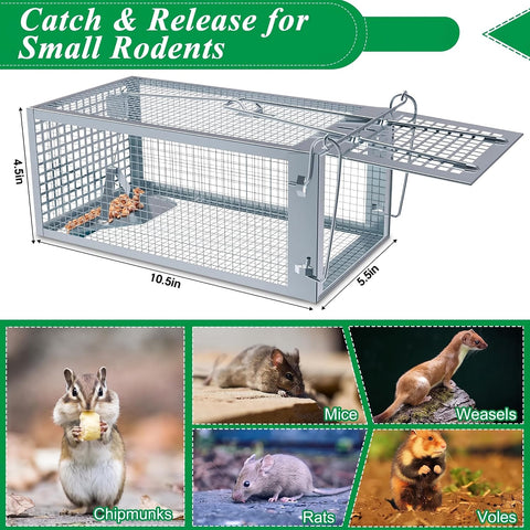 2 Packs Humane Rat Mouse Trap Outdoor Live Animal Cage Indoor & Outdoor