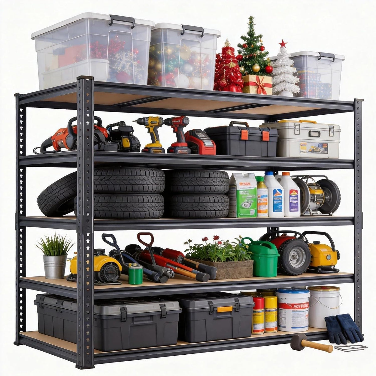 46 Inch Garage Shelving 2850 LBS, Heavy Duty 5-Tier Storage Rack