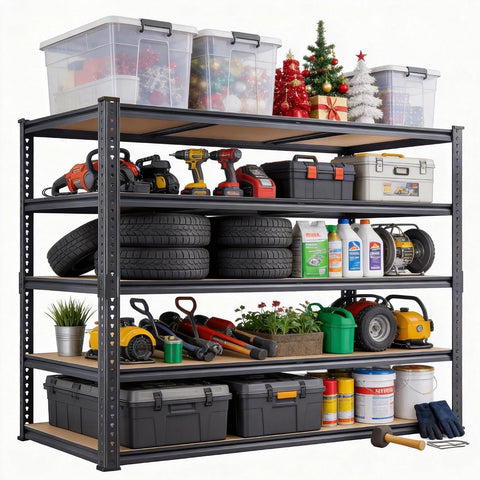 46 Inch Garage Shelving 2850 LBS, Heavy Duty 5-Tier Storage Rack