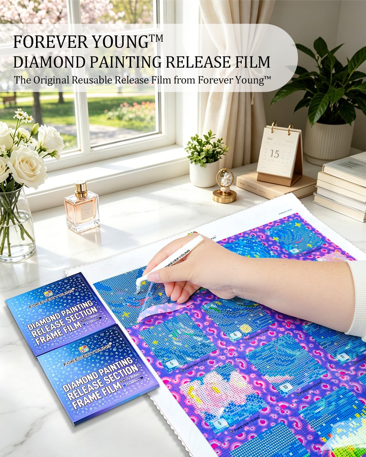 ForeverYoung Reusable Diamond Art Release Film 30 PCS Gradient Rainbow