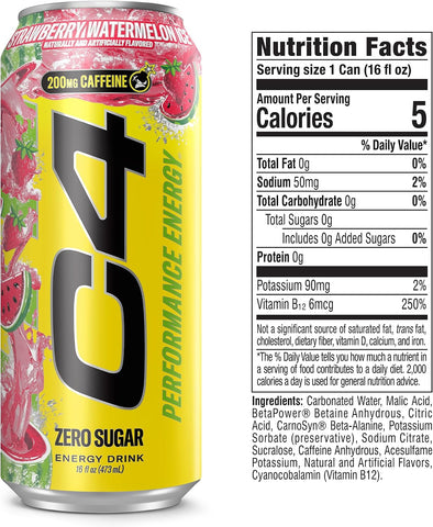 C4 Performance Energy Drink with Zero Sugar, 200mg Caffeine, 16 Fl Oz 12pk