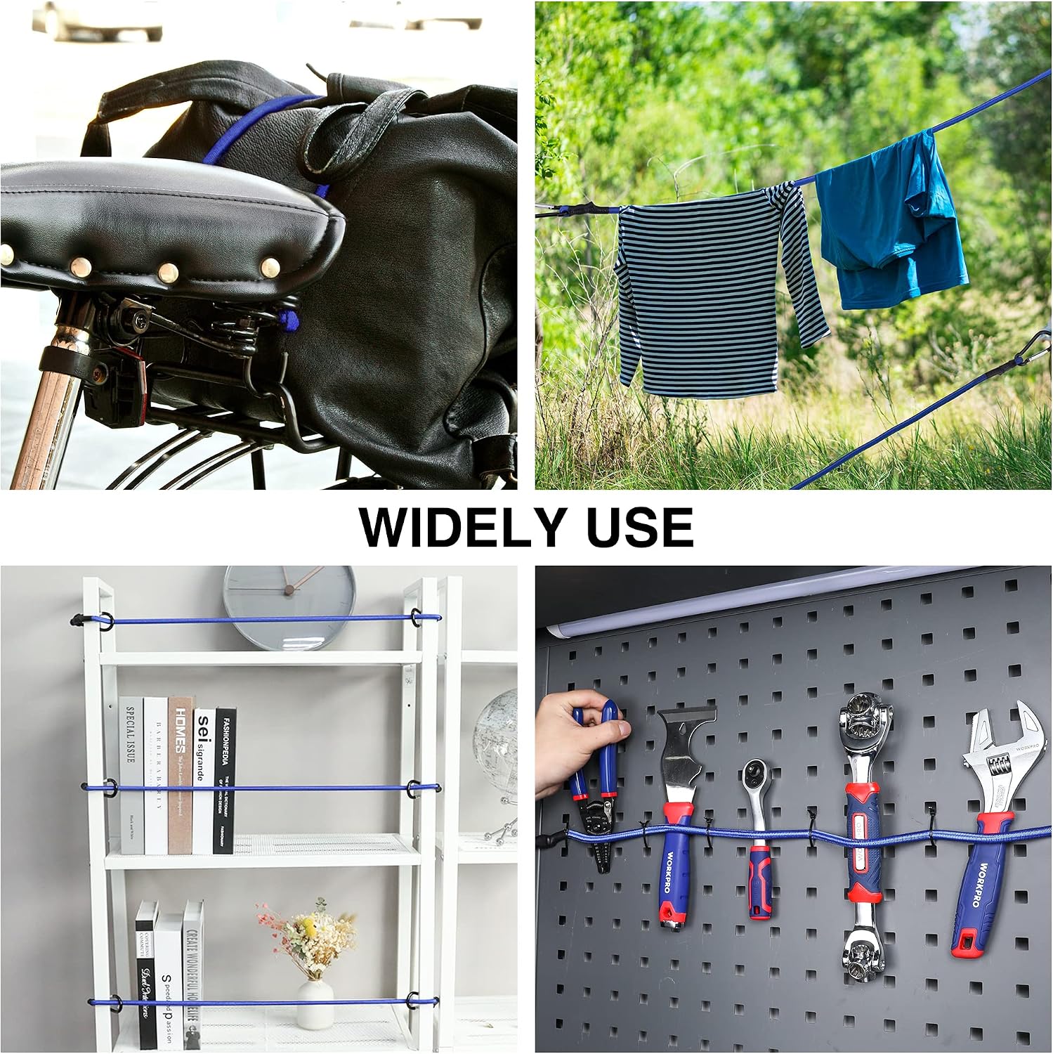 WORKPRO 24" Bungee Cords with Hooks, 4 Pack Heavy Duty Outdoor Bungee Strap