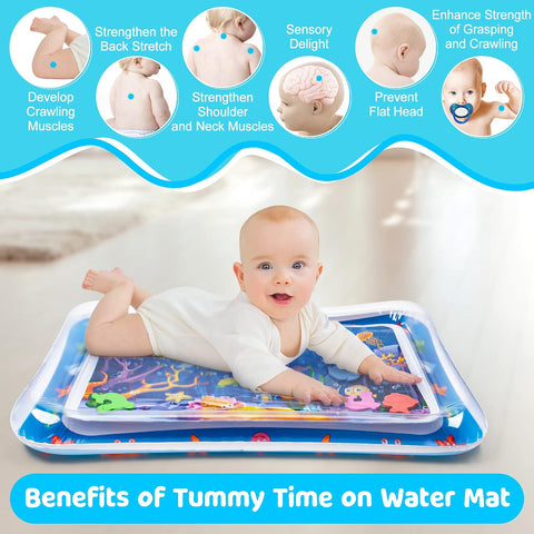 Yeeeasy Tummy Time Water Mat丨Inflatable Tummy Time Water Play Mat for Babies, Infants and Toddlers 3 to 24 Months Promote Development Toys Baby Toys essentials and Gifts