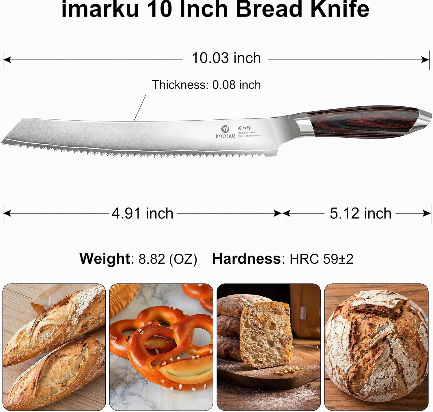 imarku Bread Knife 10 Inch,Japanese Professional Grade Serrated Bread Knife