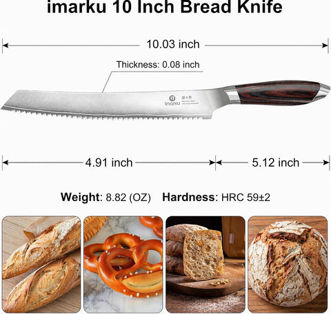 imarku Bread Knife 10 Inch,Japanese Professional Grade Serrated Bread Knife