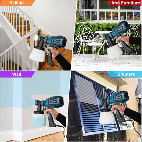 VONFORN Paint Sprayer, 700W Spray Paint Gun with 4 Nozzles & 3 Patterns