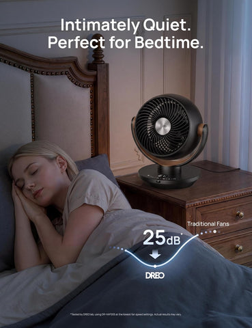 DREO Fan for Bedroom, Desk Air Circulator Fan with Remote, 11 Inch Table Fans for Whole Room, 65ft Powerful Airflow, 120° Vertical Manual +90° Oscillating, 4 Speeds, 8H Timer, 25dB Quiet Fan, Home