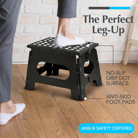 Handy Laundry Folding Step Stool 9 Inch, Black, Non-Slip Holds 300 lbs