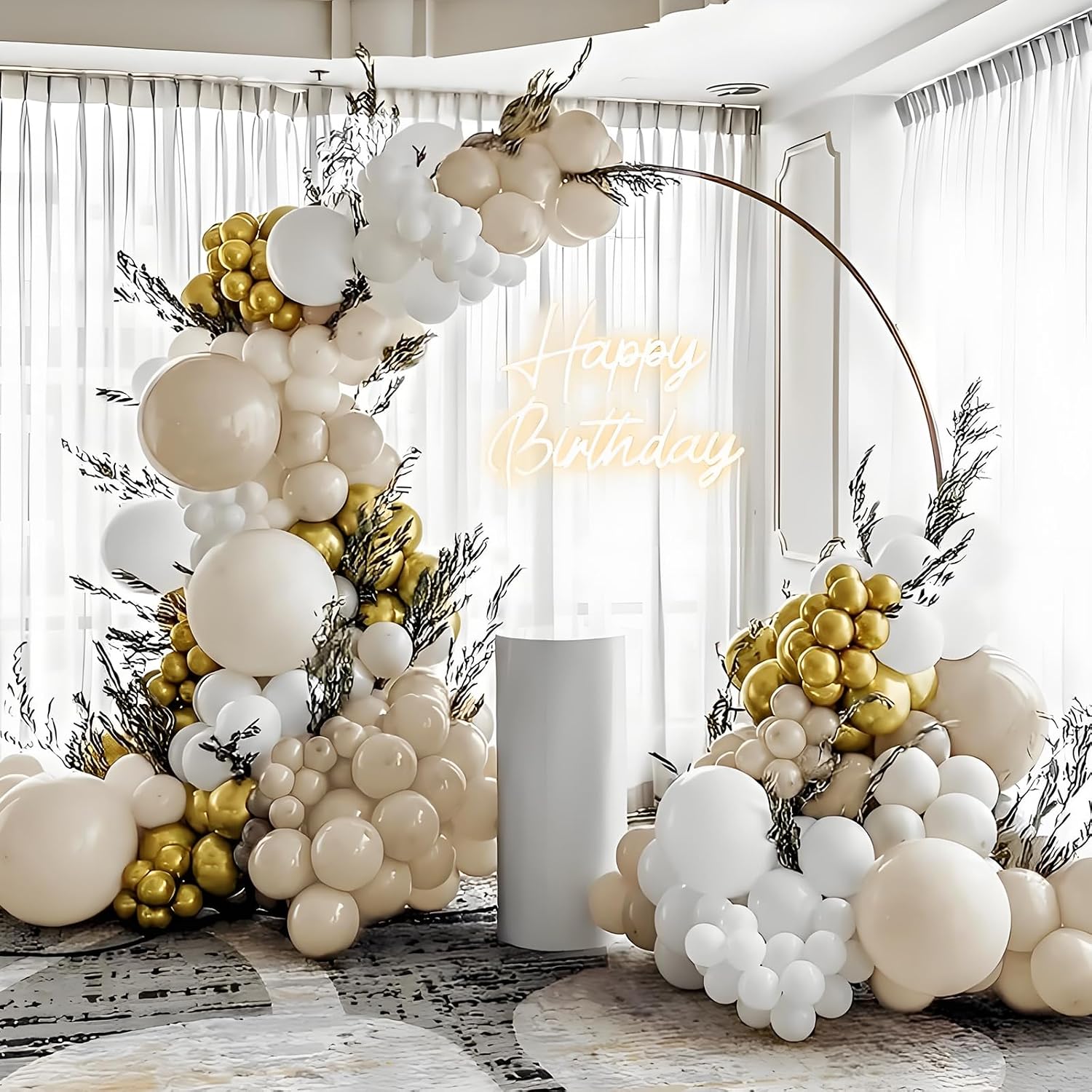 ASIYUHY 100pcs Sand White Latex Balloons 12 Inch Beige Balloons