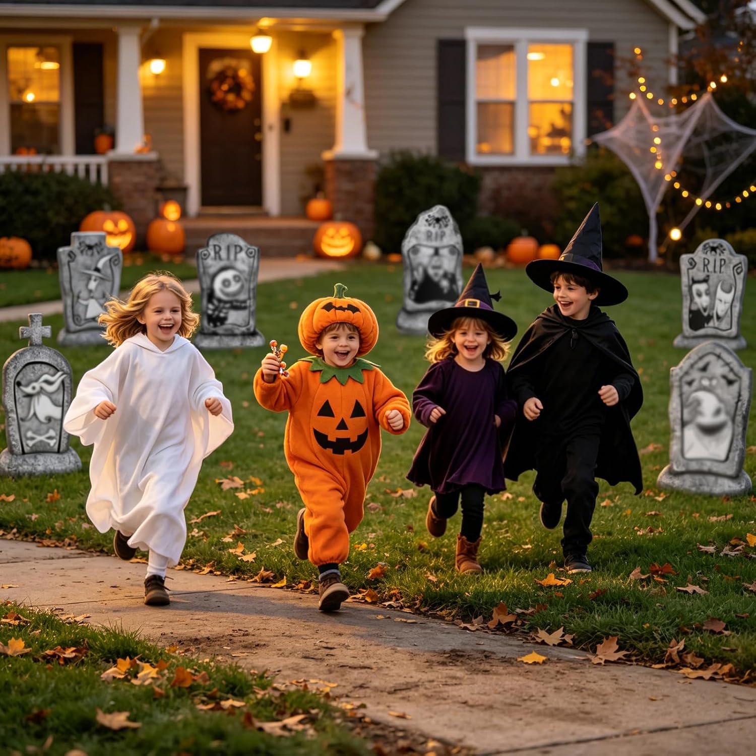 8 Pack Nightmare Tombstones Yard Sign 17 Inch Halloween Decorations Outdoor