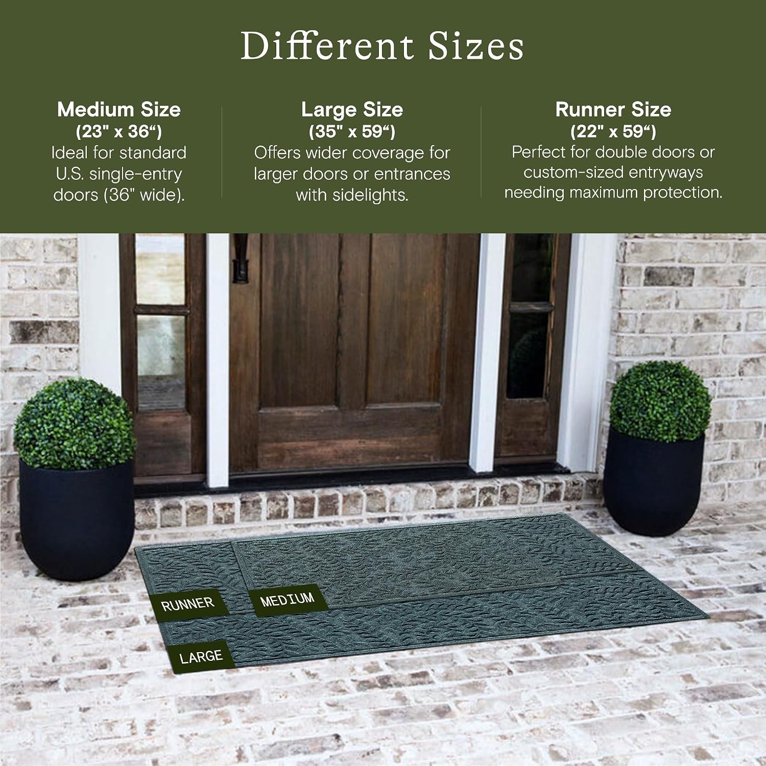 WaterHog Boxwood Front Door Mat Indoor Outdoor Entrance, All-Weather Mats