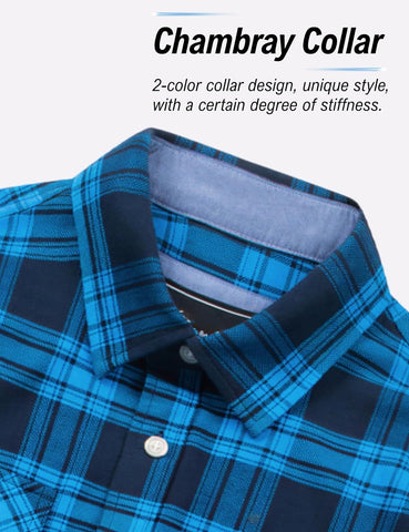MAGNIVIT Flannel Shirt for Men Cotton Long Sleeve Plaid Shirt with Pockets
