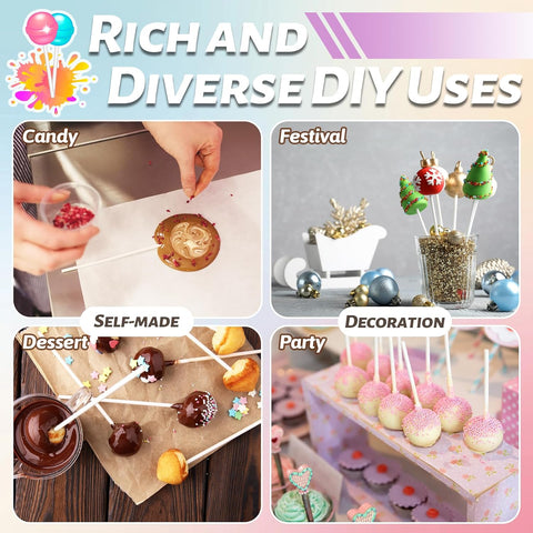 100 Pcs White Lollipop Sticks,6 Inch Paper Cake Pop Sticks,Lollipop Treat Sticks for Cake Pops,Homemade Candy,Chocolate,Cookie,Dessert(Dia 3.5mm)
