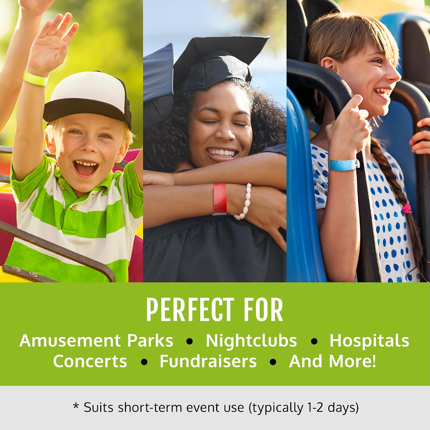 600 WristCo Black Tyvek Wristbands for Events - Tamper-Proof Design