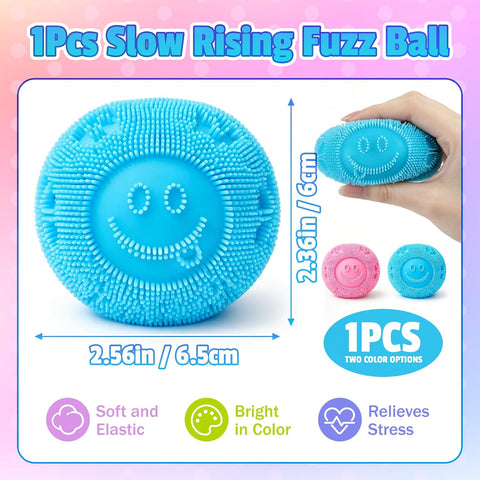 Fuzz Ball Squishy Stress Ball,Fuzzball Squishy,Soft Fidget Toy for Anxiety Relief, Sensory Squishy Ball Calming Tactile Grip for Soft Stress Relief Ball for Kids and Adults (Blue)