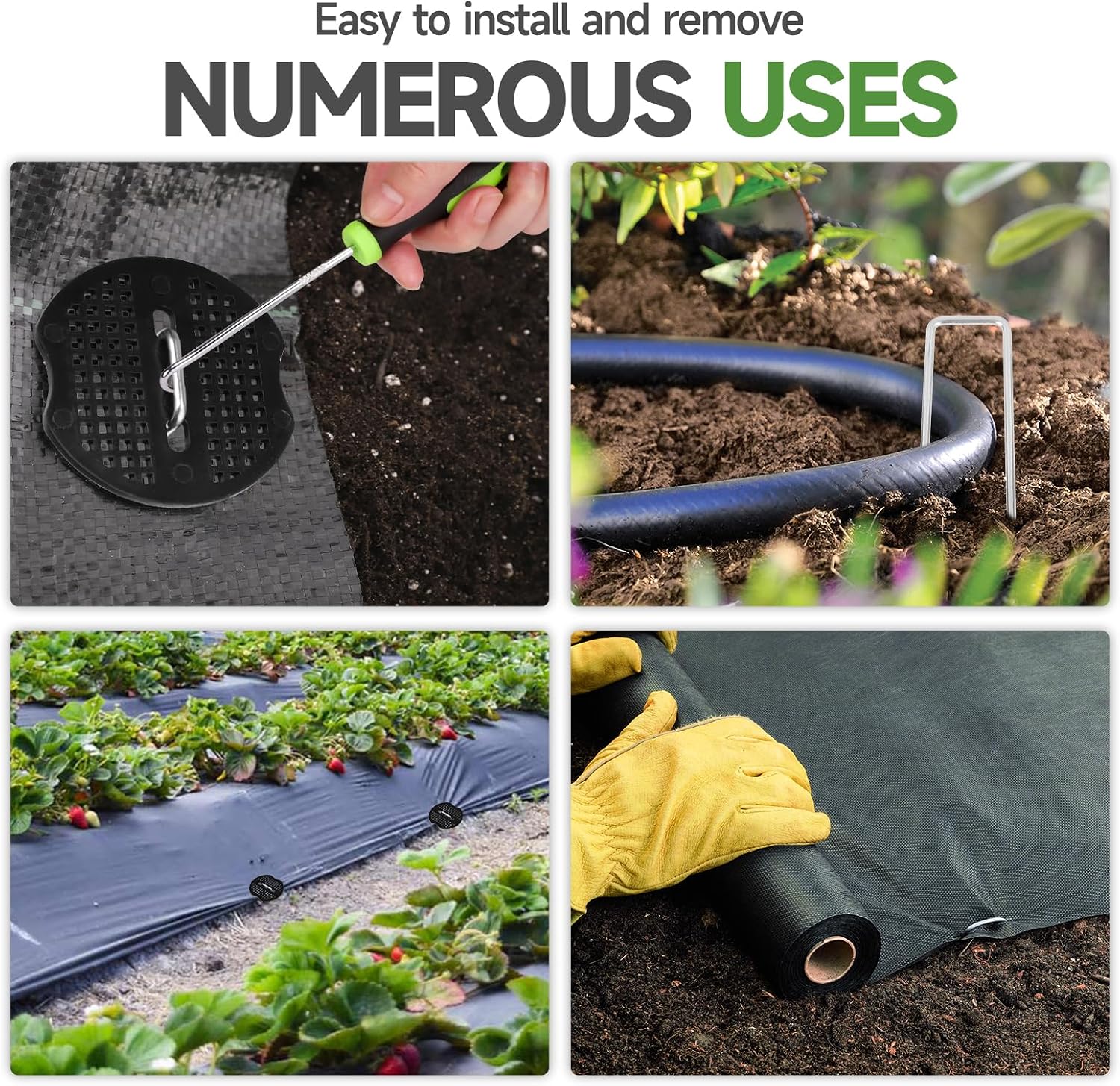 JELNER Garden Stakes,6 Inch 11 Gauge 20pcs Galvanized Landscape Staples + 20pcs Gaskets + 1Pick Hook, Tent Stakes Landscaping Fabric SOD Pins for Weed Fabric Barrier,Groud Cover,Fence