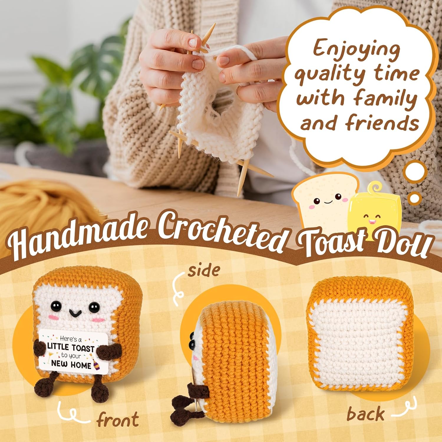 A Little Toast to Your New Home - Mini Handmade Crochet Toast, Funny Housewarming Gifts New Home New Apartment, House Warming Gifts New House for Women Men Friend