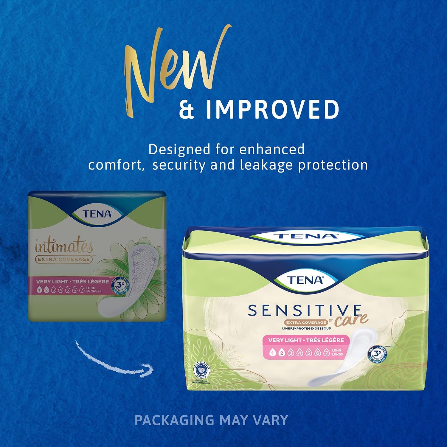 TENA Sensitive Care Extra Coverage Female Incontinent Pad Very Light Long 9" L 54291, 50 Ct
