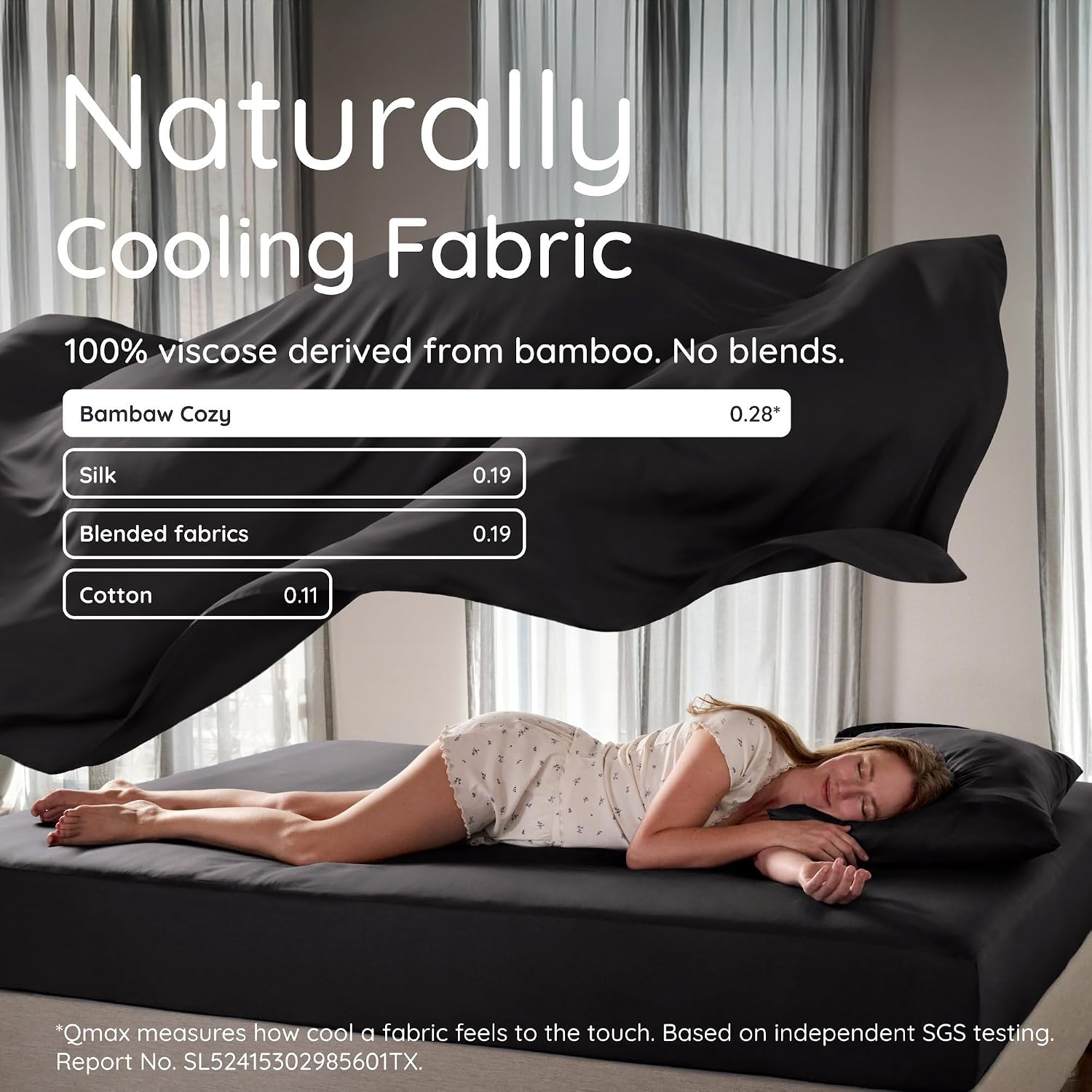 Bambaw 100% Viscose Derived from Bamboo Sheet Set Twin – 4-Piece Twin Sheets Set, Cooling, Soft & Breathable, Deep Pocket Fits Up to 15" Mattresses with Elastic Corner Straps (Black)