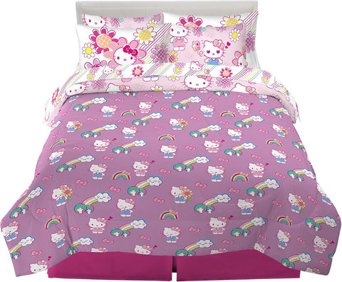 Franco Kids Bedding Super Soft Comforter and Sheet Set with Sham, 7 Piece Full Size, Hello Kitty(Prints may vary)