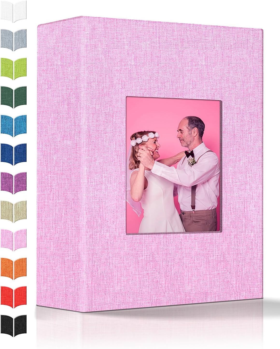 Artfeel Photo Album 4x6 with 100 Pockets,Slip-in Picture Albums,Linen Cover Memory Book with Front Window,White Page Vertical Photo Book for Wedding,Family,Anniversare,Baby,Vacation