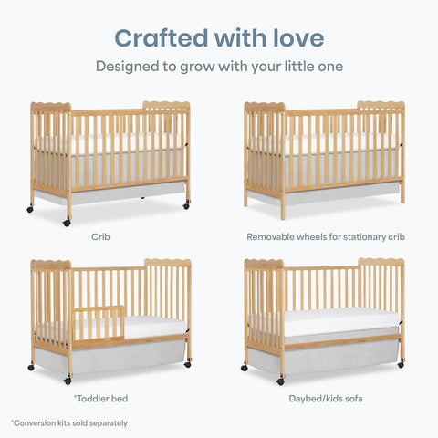 Dream On Me Full Size Carson 3-in-1 Convertible Baby Crib, Locking Wheels