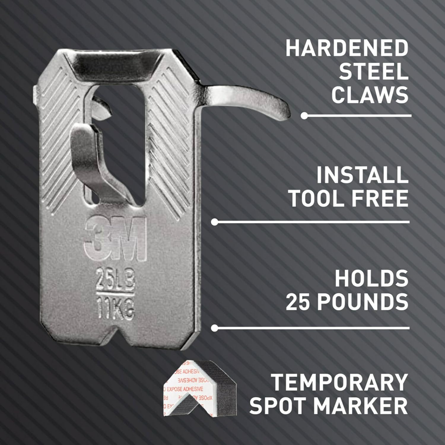 3M CLAW 45 lb Drywall Picture Hangers, 10 Wall Hangers, 10 Spot Markers