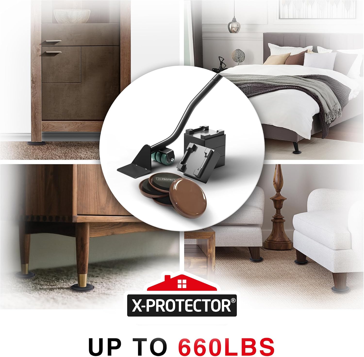 X-Protector Furniture Sliders for Carpet & Furniture Lifter Tool Set