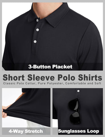 KEFITEVD Mens Short Sleeve Golf Polo Dry Fit Performance Shirt