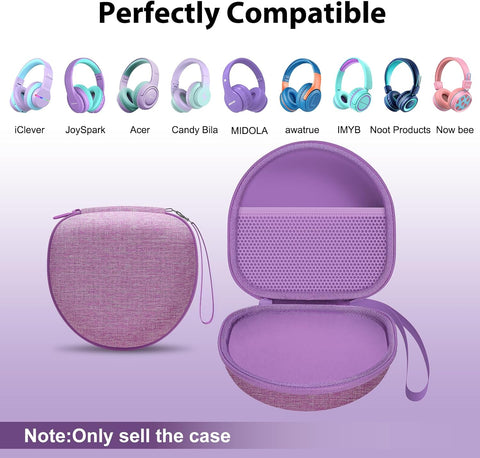 Kids Headphones Case for JoySpark/iClever Etc Headphone,Purple,Case Only