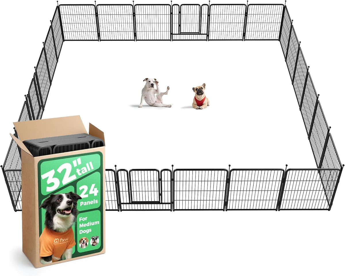 FXW Rollick Dog Playpen, Indoor, Yard & RV Camping, 32" H, 24 Panels