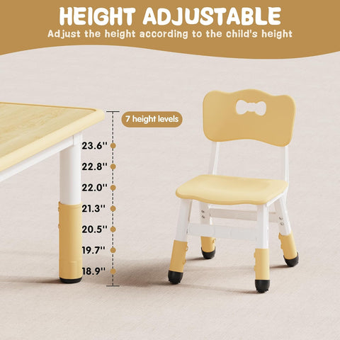 Brelley Adjustable Toddler Table and Chair Set, 31.5" L x 23.6" W Beige