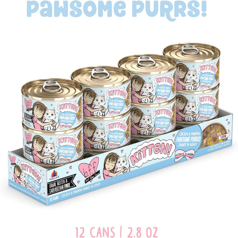 Weruva B.F.F. Kitten Food, Pawsome Purrs with Chicken & Pumpkin in Gravy, 2.8oz Can (Pack of 12)