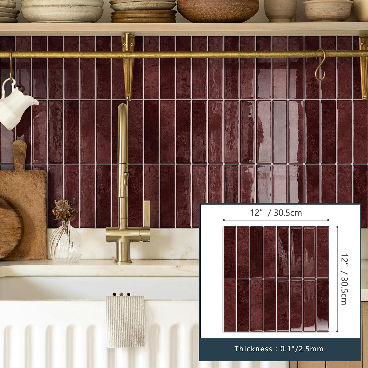 10 Sheets Upgraded Thicker Design Subway Tile Peel and Stick Backsplash
