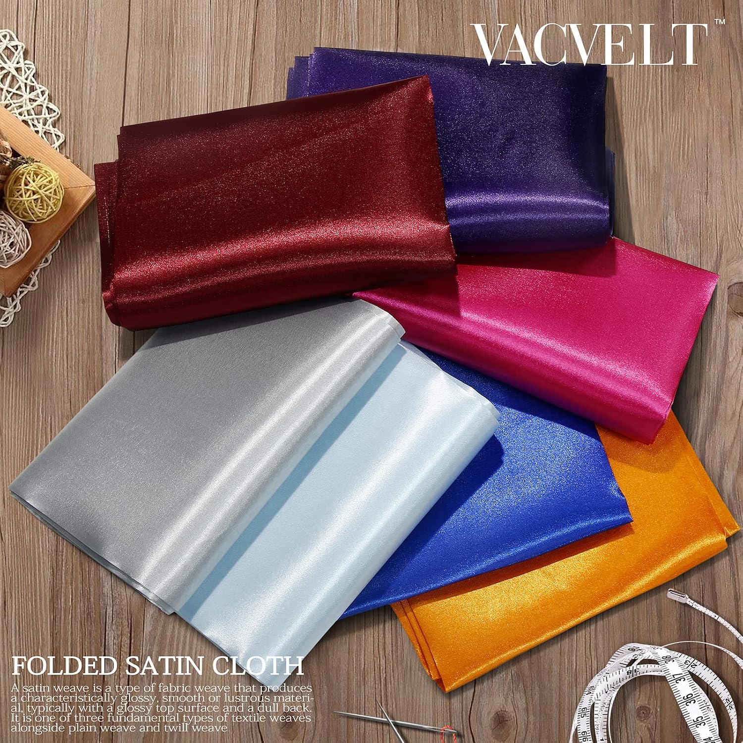 VACVELT Orange Satin Fabric by The Yard 60 Inch Wide (10 Yards)
