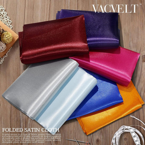 VACVELT Burgundy Satin Fabric by The Yard 60 Inch Wide (3 Yards)