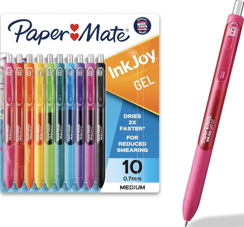 Paper Mate InkJoy Gel Pens, Medium Point, 10 Count - Teacher Supplies, Writing, Journaling, Back to School