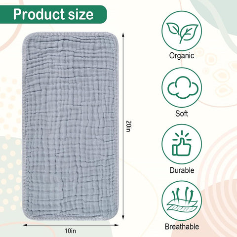 Synrroe 10 Pack Muslin Burp Cloths, 20x10Inch, 10 Mixed Colors, Soft Absorbent Baby Burping Rags