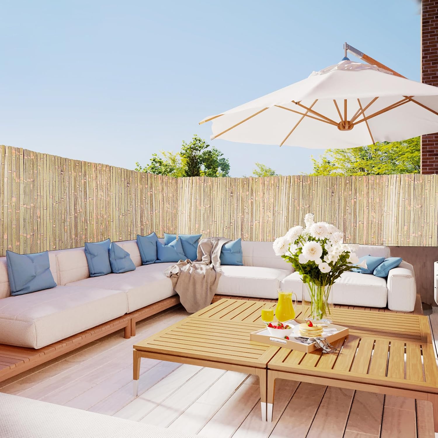 Bamboo Slat Fence 6ft x 13ft, Natural Split Bamboo Fencing, Privacy Screen 6 Feet High Outdoor, Privacy Fence for Garden, Backyard, Balcony, Pool