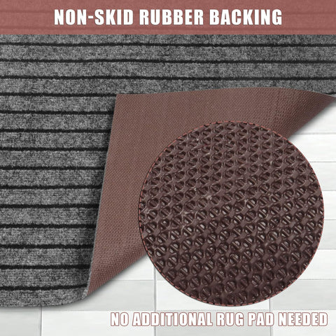 Runner Rug 2 ft x 7 ft Indoor/Outdoor Low Profile, Hallway, Kitchen, Patio, Deck Area, RV, Entryway, Garage, with Non-Slip Rubber Backing, Gray with Black Stripe, Custom