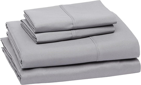 Amazon Basics Soft, Breathable, Wrinkle-Free Brushed Microfiber 4 Piece Bed Sheet Set, Machine Washable, 14-Inch Deep Pockets, King, Dark Gray, Solid