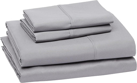 Amazon Basics Lightweight Super Soft, Wrinkle-Free, Breathable Luxury Microfiber 4 Piece Bed Sheet Set with 14-Inch Deep Pockets, Full, Dark Gray, Solid