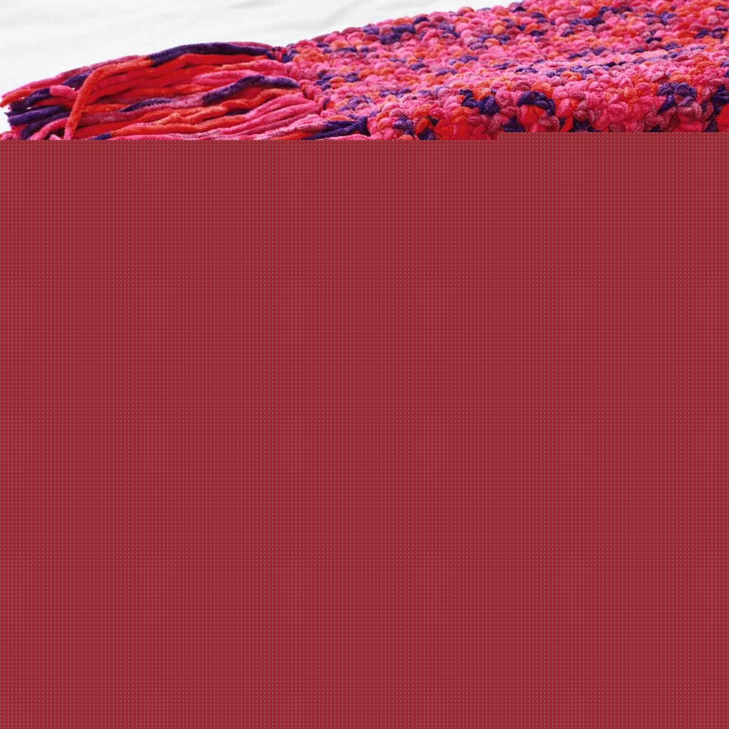 #6 Super Bulky Blanket Yarn for Crocheting - 4 Skeins(Each 10.5oz/300g, 220yds/201m), Chunky Chenille Thick Plush Big Soft Yarn for Crocheting Knitting Blankets, Orange & Rose & Purple
