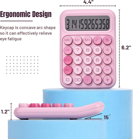 Mr. Pen- Mechanical Switch Calculator, 12 Digit Large LCD Display, Pink