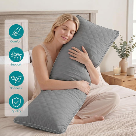 Oubonun Full Body Pillow for Side Sleeper, Adjustable Firm Long Bed Pillow